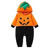 MNSWR Jumpsuit Schwarz Kleinkind Jungen Mädchen Halloween Langarm Strampler Cartoon Prints Kostüm Hoodie Overall Bio Strampler Baby (Yellow, 12-18 Months)