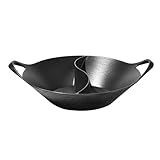 IUYIXWFP Klassischer Emaille Gusseisen -Emaille Hot Pot mit Zwei Griffen - tragbarer Hot Pot Cooker, Yinyang Dual -Fach, Nicht -Schicht -Emaille -Beschichtung für Tischkoch,