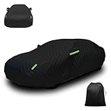 Autoabdeckung für Renault 4 Hatchback Hagelschutz vollgarag Autoplane Hagelschutz Abdeckplane Atmungsaktiv Langlebig Outdoor Sonne Regen mit Reflektorstreifen-Schwarz(3670 * 1485 * 1550mm)