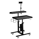 Poarmeey Premium Tattoo-Salon-Tablett, verstellbar, doppelstöckig, Workstation mit Rädern für Studio und Schönheitssalon