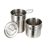 Kochgeschirr für Camping | Edelstahl Küchengeräte für Wandern & Aktivitäten im Freien - Kompaktes Faltbares Kochwerkzeug Für Picknick Angeln & Wandern