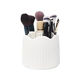 Nwvuop Make up Pinsel aufbewahrung 360° Drehbar Schminkpinsel Behälter Make up Organizer Pinselhalter Kosmetik(Weiß)