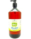 Bio Mandelöl 1 Liter kaltgepresst – 100% naturrein, Lebensmittelqualität, mild & vielseitig – aus kontrolliert biologischem Anbau, ideal für Küche, Smoothies & natürliche Pflege