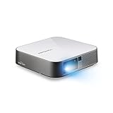 Viewsonic M2E Portabler LED Beamer (Full-HD, 1.000 Lumen, Rec. 709, HDMI, USB, USB-C, WLAN Konnektivität, Bluetooth, SD-Kartenleser, 2X 3 Watt Lautsprecher) Weiß-Silber