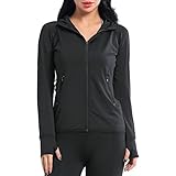 AMZSPORT Damen Laufjacke Sportjacke Langarm Trainingsjacke Sweatjacke für Yoga Fitness, Schwarz L