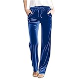 Jogginghose mit geradem Bein, Samt-Hose, elastische Taille, Trainingshose, Jogginghose mit Taschen, athletische Jogger, Yogahose, Activewear-Hose für Büro, Arbeit, Streetwear, 01#blau, M