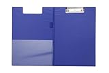 MAUL Schreibmappe A4 | Mappe aus Karton mit Folienüberzug zum Zuklappen | Dokumentenmappe A4 mit Fach für Papier | Praktische Dokumententasche zum Aufhängen | Aktenmappe für Büro | Blau