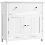 Yaheetech Waschbeckenunterschrank Unterschrank Badezimmerschrank mit Schublade und 2 Türen Landhausstil Waschtischunterschrank Badmöbel für Badezimmer, 60 x 30 x 60 cm