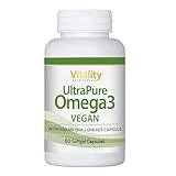 Omega 3 Vegan Hochdosiert 1080mg, 60 Tage, Algenöl mit 500mg DHA + EPA Pro Kapsel, 60 Kapseln. Vitality Nutritionals by VitaminExpress