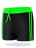 Aiseyi Badehose Jungen Badeshorts Schwimmhose Kinder mit Gefüttert Elastischer Bund Schwarz 140