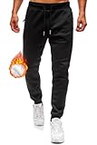 Lantch Jogginghose Herren Gefütterte Fleecehose Trainingshose Thermo Hosen Herren Sweatpants Thermohose Winter Hose Freizeithose Sporthosen Winterhose
