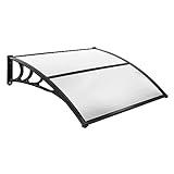 COSTWAY Vordach für Haustür 150 x 100 cm, Überdachung aus Aluminium und Polycarbonat, Transparentes Pultbogenvordach, Haustürvordach, Pultvordach, Haustürdach, Türvordach für Eingangsbereich