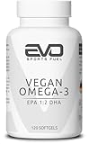 EVO SPORTS FUEL Omega 3 Vegan aus Algenöl - 120 Kapseln - hochdosiert mit 5760 mg Algenöl pro Tag - EPA 1:2 DHA - nachhaltig - geprüfte Qualität - Made in Germany