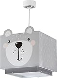 Dalber Lampe kinderzimmer, kinderlampe Pendelleuchte Hängelampe, Deckenleuchte Kinder, Deckenlampe kinderzimmer Little Teddy Bär Tiere Grau, 64572, E27