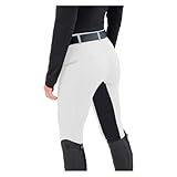 XUWEWI Reithosen Lässige Reithose for Damen, schmale Passform, Reißverschlusshose, Bequeme Lange Hose for Reitleggings(White,M)