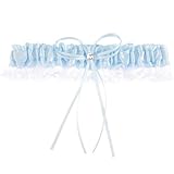 UKCOCO Blaues Spitzen Strumpfband mit Schleife für Braut Elastisches Beinband Hochzeit Komfortabel Hautfreundlich Elegante Leg Ornament Passend für Altersgruppen und Brautkleider