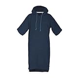 TOM TAILOR Surf Poncho für Damen und Herren, S-M, 100% Baumwolle/ Frottier, Badeponcho mit Kapuze, Bauchtasche und Logostickerei, Blau (Dark Navy)