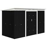 Outsunny Metall Gerätehaus 6,3m³ 280x130x172cm Geräteschuppen mit Pultdach Schiebetür wetterfest Gartenhaus Outdoor Garten Schuppen Schrank für Hinterhof Außenbereich Anthrazit, Dunkelgrau