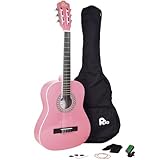 Akustikgitarren-Set (3/4-Größe, für Kinder von 9 - 12 Jahren, inkl. Tasche, Gurt, Plektren, Stimmpfeifen 3/4 size rose