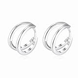 925 Silber Double Hoop Ohrringe Creolen, Kleine Hypoallergene Knorpel Huggie Ohrringe, Einzigartiges Geschenk für Frauen Mädchen 12mm (Doppelt Polierte)