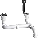 BLANCO Doppel-Ab- und Überlaufgarnitur 1 ½'' | Ab- und Überlaufset zum Nachrüsten von Spülen und Becken​ | Harmonisches Zusammenspiel mit Armaturen, Spülmittelspender und Zugknopf in schwarz matt