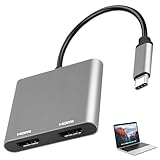 USB C auf Dual HDMI Adapter, 2 in 1 USB Typ C to HDMI Adapter, USB C Hub mit 2 * 4K HDMI, Multifunktional USB C zu Dual HDMI Adapter für Laptop MacBook Lenovo HP Dell Chromebook Air Pro