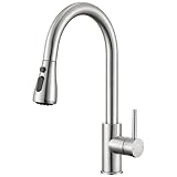 CECIPA Wasserhahn Küche mit 3 Modi, Hochdruck Küchenarmatur mit Brause Ausziehbar, Mischbatterie Küche 360° Schwenkbar, Einhebel Spültischarmatur Küche mit Hohem Bogen, Armatur Küche Edelstahl