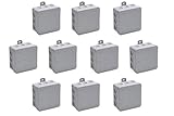 Meister 7463020 Abzweigkasten Aufputz - 75 x 75 x 37 mm - 10 Stück - 12 Kabeleinführungen - Spritzwassergeschützt, Grau