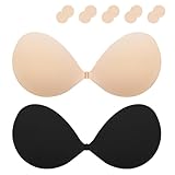 Klebe BH Push up Ohne Träger Damen Trägerloser BH zum Kleben Sticky Bra Rückenfreier Klebe-BHS Trägerlos Klebebh Unsichtbarer Strapless Große Brust Klebepads Kleine Brüste für Rückenfreies Kleidung