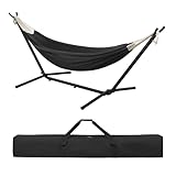Laneetal Hängematte mit Gestell,Hängematte Indoor & Outdoor, Doppel für 2 Personen, 250 kg belastbar,mit Tragtasche, für Indoor Schwimmbad Terrasse Hof Garten Balkon (Dunkelgrau, 280 * 106 * 100cm)