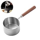 200 Ml Edelstahl Tragbarer Milchtopf, Kleiner Milchtopf, Kleiner Kochtopf, Butterschmelztopf, Soßenpfanne, Holzgriff Suppentopf, Zum Kochen von Milch, Soße, Soßen, Nudeln, Kaffee, Tee, Suppe