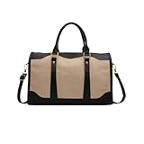 TXLEAPEY Damen Reisetasche Mit Aufbewahrung, Vintage-Fitness-Gepäcktasche, Einzelne Schultertasche, Umhängetasche, Große Tasche Aus Nylon Und PU-Leder(Black-M)