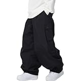 SnowElve Cargo-Skihose für Herren, superweit, Snowboard, Schneehose, isoliert, lockere Hose, Sport, wasserdicht (K2302, BK, L)