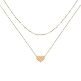 Jenosy Layered Kette Damen Herz Kette Gold Personalisierte Kette Herz für Damen Zarte Halskette mit Herz Anhänger für Mädchen 18K Vergoldete Herzkette Modeschmuck für Frauen und Mädchen