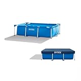 Intex | Rectangular Frame Pool Set Family inkl. Abdeckplane | 260 x 160 x 65 cm | idealer Spaß für die ganze Familie