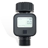 Aupoko Digitaler Wasserzähler mit IPX5 Schutz – Praktischer Wasseruhr mit 4 Messmodi zur Kontrolle des Wasserverbrauchs, 180°Drehbarer Durchflussmesser für Gartenbewässerung, Landwirtschaft