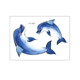 tulkdexi Leuchtender Delfin-Aufkleber, einfach anzubringen, Badezimmer, leuchtet im Dunkeln, Toilette, abnehmbar, selbstklebend, wasserdicht, PVC-Wandkunst, Abziehbild für Deckel, Blau