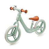 Kinderkraft Laufrad Fly Plus 2, Lernlaufrad, Kinderlaufrad, Fahrrad mit Zubehör, Klingel, höhenverstellbar Sattel, 12 Zoll Räder, Magnesiumrahme, ab 2 Jahre, Retro Design, Grün