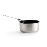 KitchenAid Stainless Steel Stielkasserolle, 16cm/1,5l, 3-lagige Antihaftbeschichtung, Mehrfach Verkleidet, Induktionsgeeignet, Backofenfest, Spülmaschinenfest, Cool Bleiben Handgriff, Silber