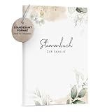 DeinWeddingshop Stammbuch der Familie - modernes Familienstammbuch - Hochzeit Standesamt - Hardcover 16x21cm - Greenery Glitter