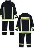 Foxxeo Feuerwehr Kostüm für Kinder - verschiedene Größen von 92 bis 158 - Feuerwehrmann Kostüm für Jungen Fasching Karneval, Größe 92-98