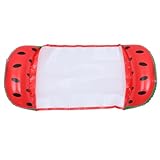MAJORMENCH Aufblasbare Wassermelonen poolliege mit Rückenlehne Leichte Tragbare Schwimmmatte für Strand und Schwimmbad PVC Schwimmbett mit Netz Einzigartiges Design für Sommerurlaub