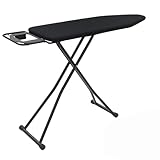 Rainberg 122 x 38 cm faltbares Bügelbrett mit Jumbo-Bügeleisenablage, verstellbare Höhe bis zu 93 cm, Faltbarer und Faltbarer Bügeltisch (schwarz)