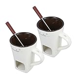 Garneck 2 Sets Fonduebecher-set Caquelon Fondue Für Käse Schokolade Süßigkeiten Mit Sicherer Keramik Käsewärmer