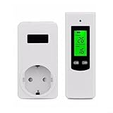 Micmetago Steckdosenthermostat mit Funk-Fernbedienung, Digitale Temperatur Steckdose für Heizung und Kühlung, programmierbarer Temperaturschalter mit Fühler, LCD-Display, ideal für Elektroheizung