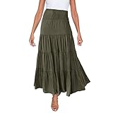 A Linien Rock Damen Lang, Strandrock Damen Große Größe, Maxirock High Waist Röcke Lässig Boho Wickelrock für Frauen Skirt Freizeitrock Einfarbig Herbstrock Sommerrock Elegant Rock