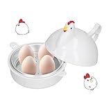 Mikrowelle Eierkocher Mit 4 Eier Kapazität, Eierdämpfer Hühnerform Mikrowelle Dampfkessel Dampfer Mini-Eier Ei-kocher Küchenhelfer Mikro-Eierkocher für Frühstück Kochen Frühstücksei
