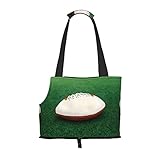 Weiße Rugbyball-bedruckte Haustier-Umhängetasche – faltbares Design, kleine Katzen- und Hunde-Reisetasche