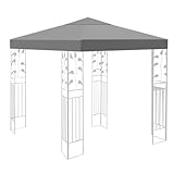 Ersatzdach Pavillon 3x3m Wasserdicht stabil Winterfest 160g/m² Grau Einzeldach Gartenpavillon Pavillondach Faltpavillon Sturmfest Partyzelt Ersatzbezug Top Abdeckung Baldachin