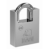 BASI | Massives Vorhangschloss | Breite 60 mm | Sicherheitsschloss mit beschichtetem Stahlgehäuse | integrierter Bügelschutz | Für Innen- und Außenbereich | Wetterfest